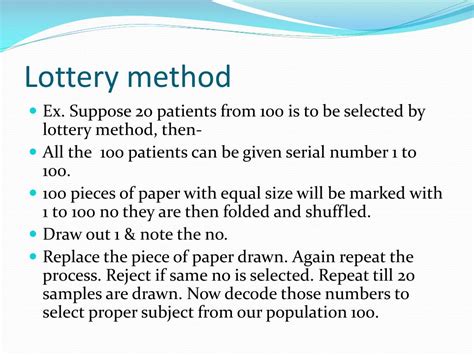 what is lottery method of sampling